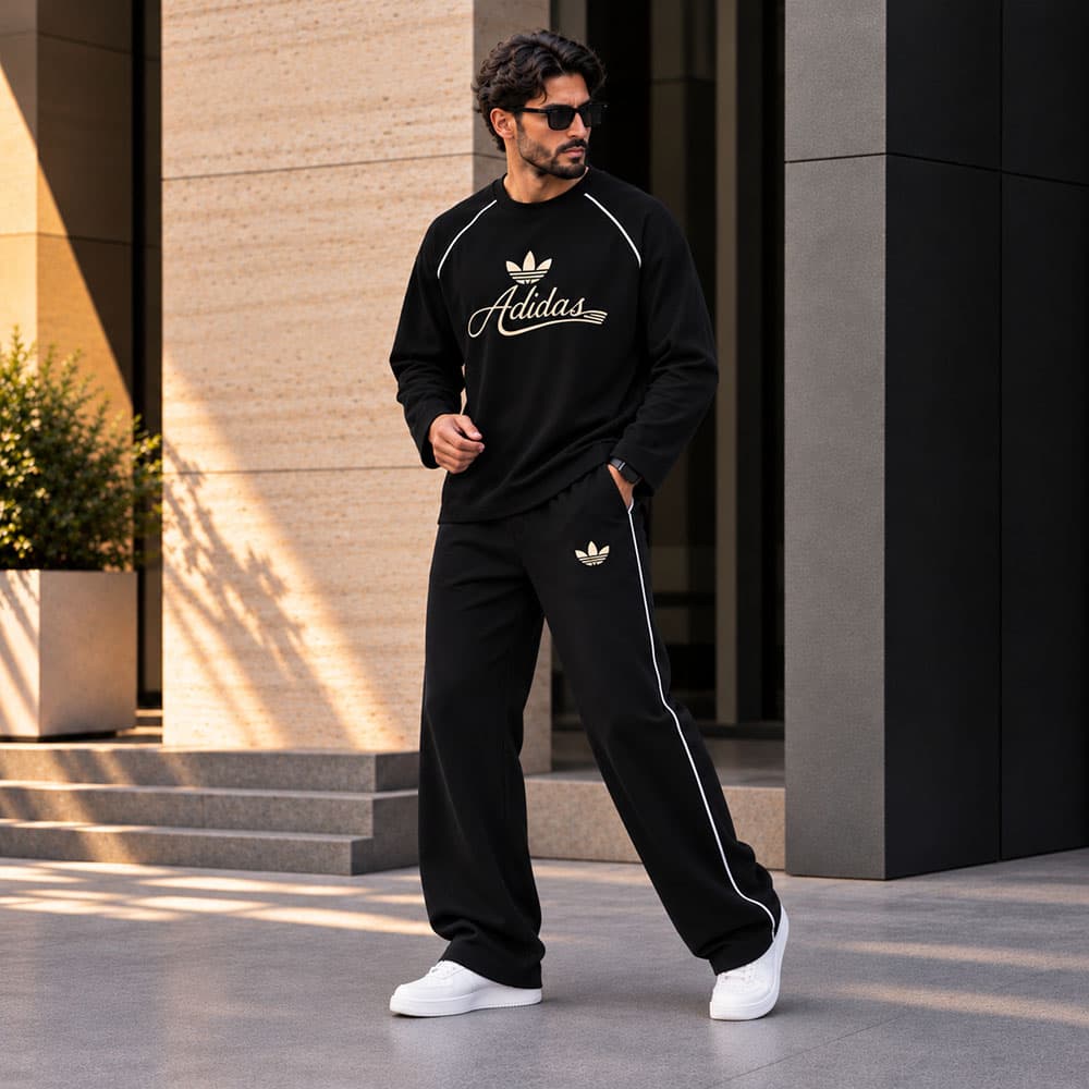 ست مردانه بلوز و شلوار آستین بلند طرح آدیداس Adidas | دارای رنگبندی — تصویر ۴