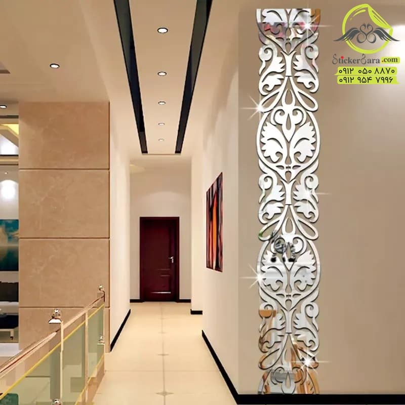 آینه ستونی گل تزئینی اسلیمی — تصویر ۳