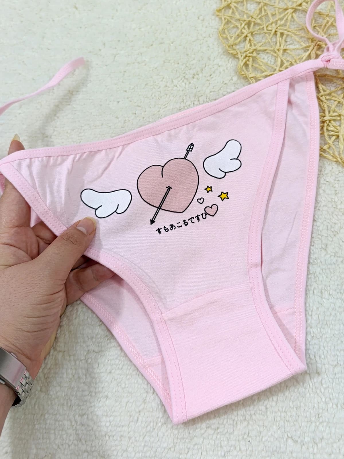 شورت گره ای نخی فانتزی طرح قلب کد 140 — تصویر ۲