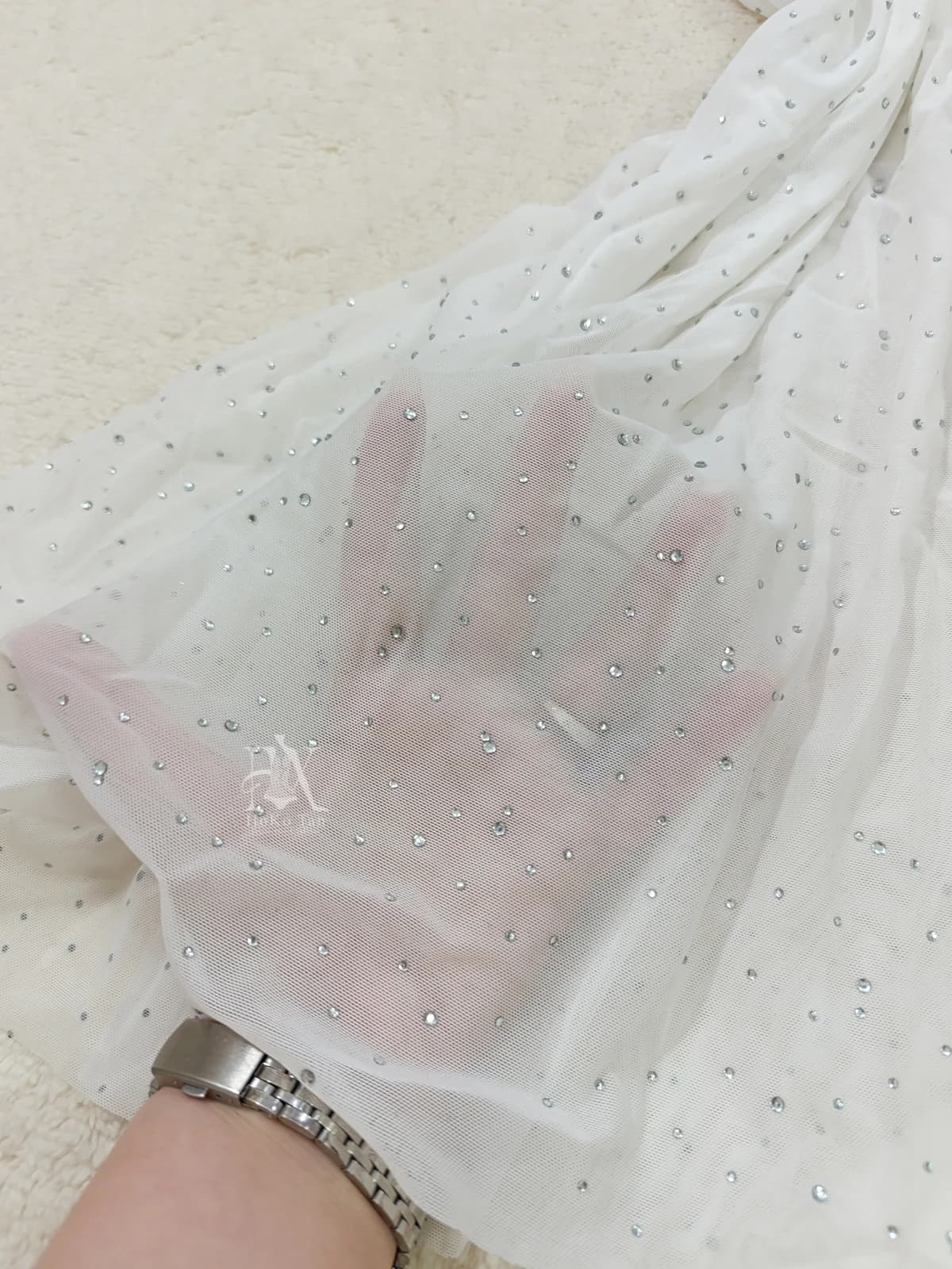 لباس خواب عروس حریر نگین دار کد 348 — تصویر ۴