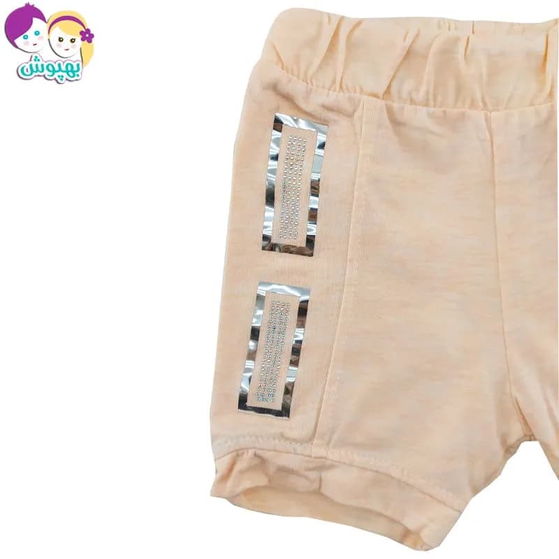 شورتک نخی دخترانه نگیندار گلبهی Canix Kids — تصویر ۳