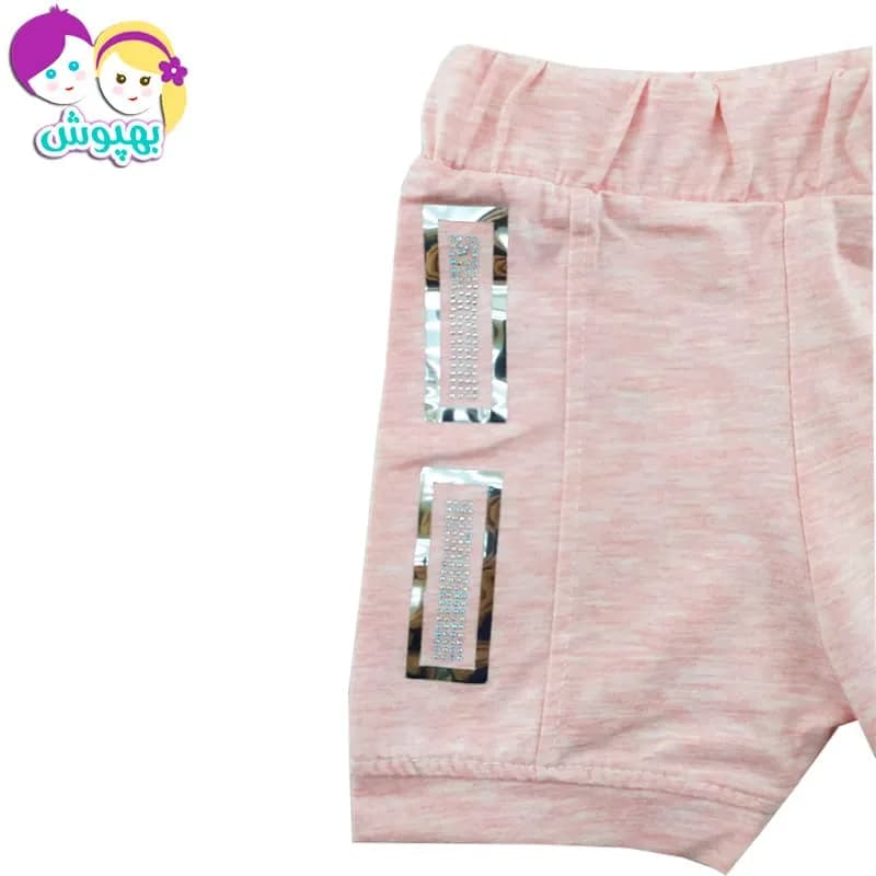 شورتک نخی دخترانه نگیندار صورتی Canix Kids — تصویر ۳