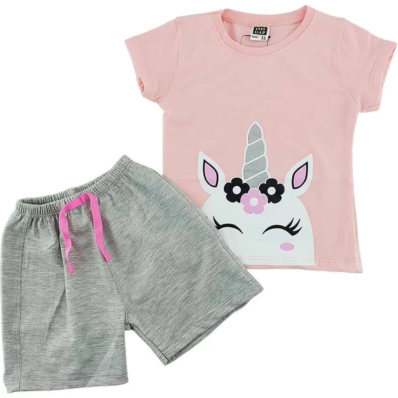 ست تیشرت شلوارک تابستانی دخترانه اسب تک شاخ Baby gap