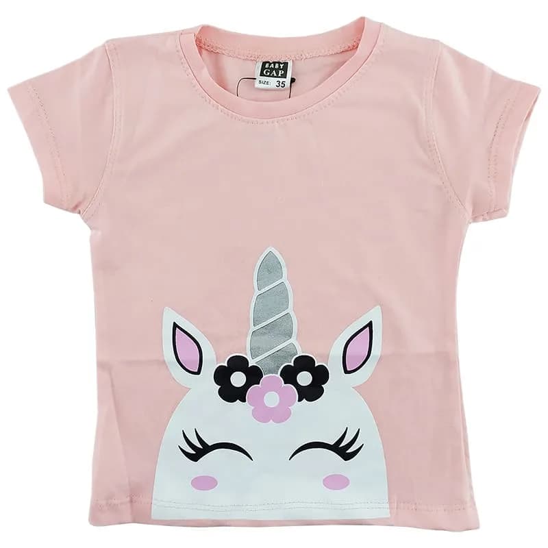 ست تیشرت شلوارک تابستانی دخترانه اسب تک شاخ Baby gap — تصویر ۳