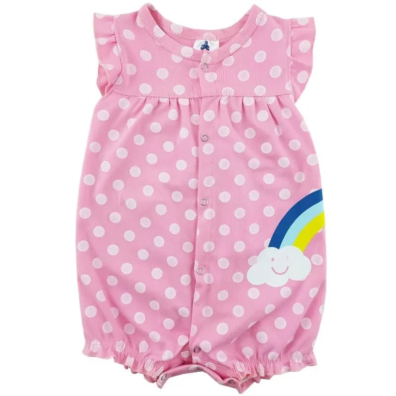 رامپر دخترانه طرح رنگین کمان نخی آستین کوتاه Baby gap