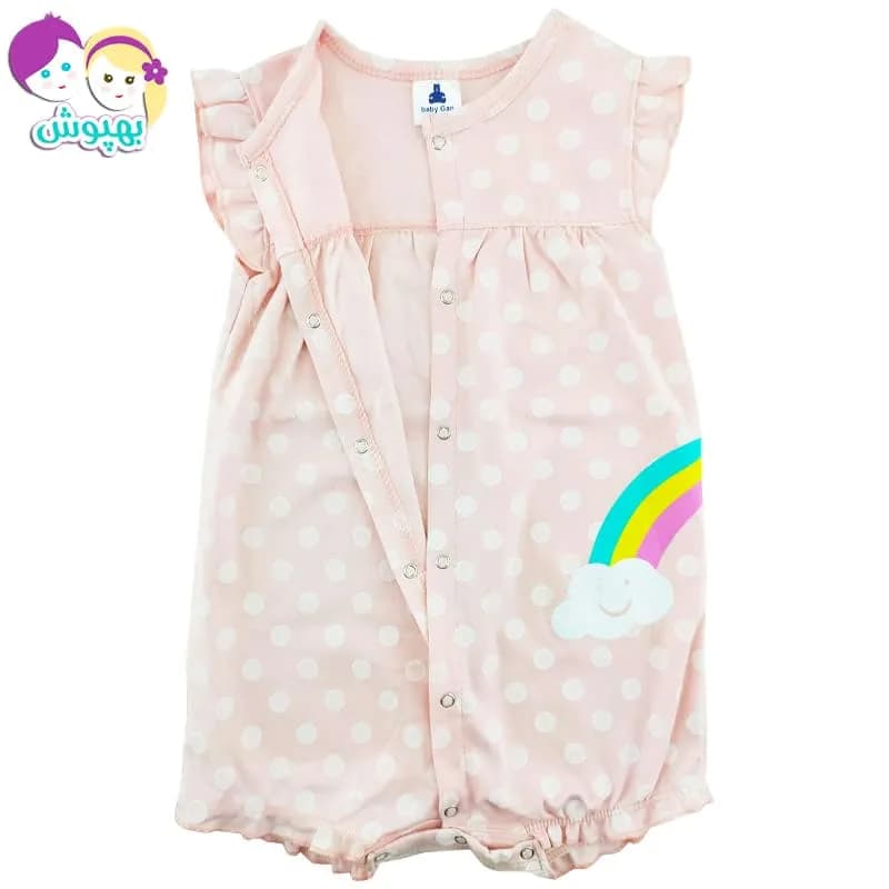 سرهم دخترانه (رامپر) نخی آستین کوتاه رنگین کمان Baby gap — تصویر ۴