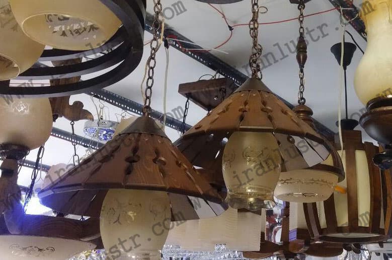 چراغ آویز دارکار مدل کلاه چینی دو شعله — تصویر ۳