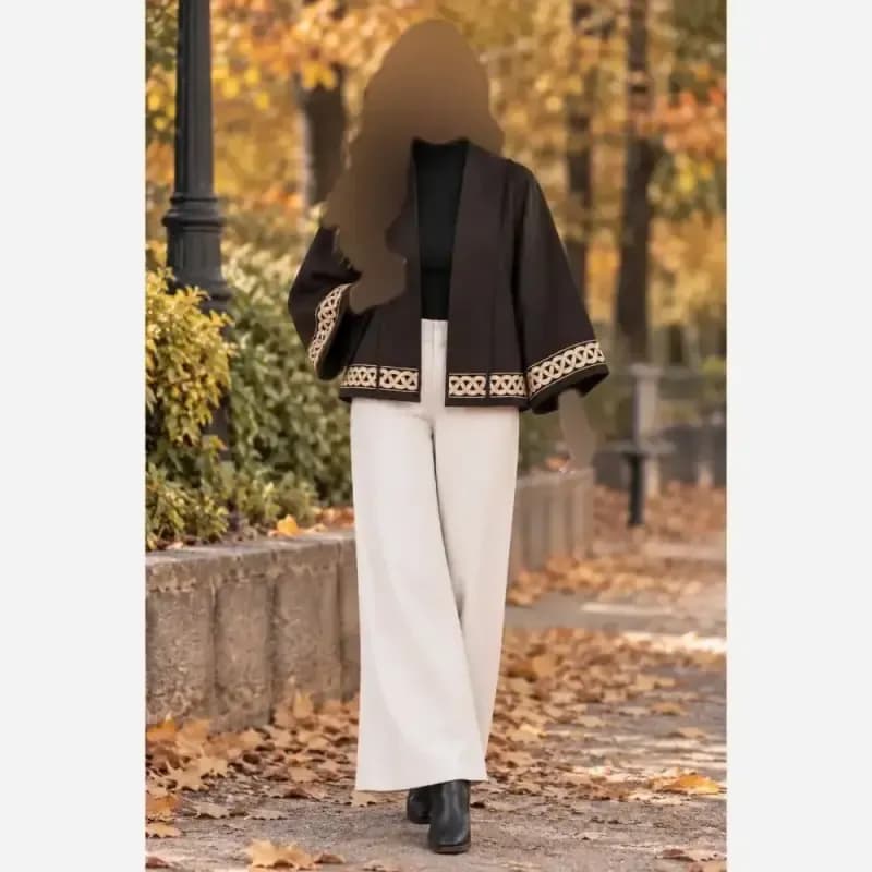 کت آستین کلوش ژاکارد و خرجکار پاییزه — تصویر ۴