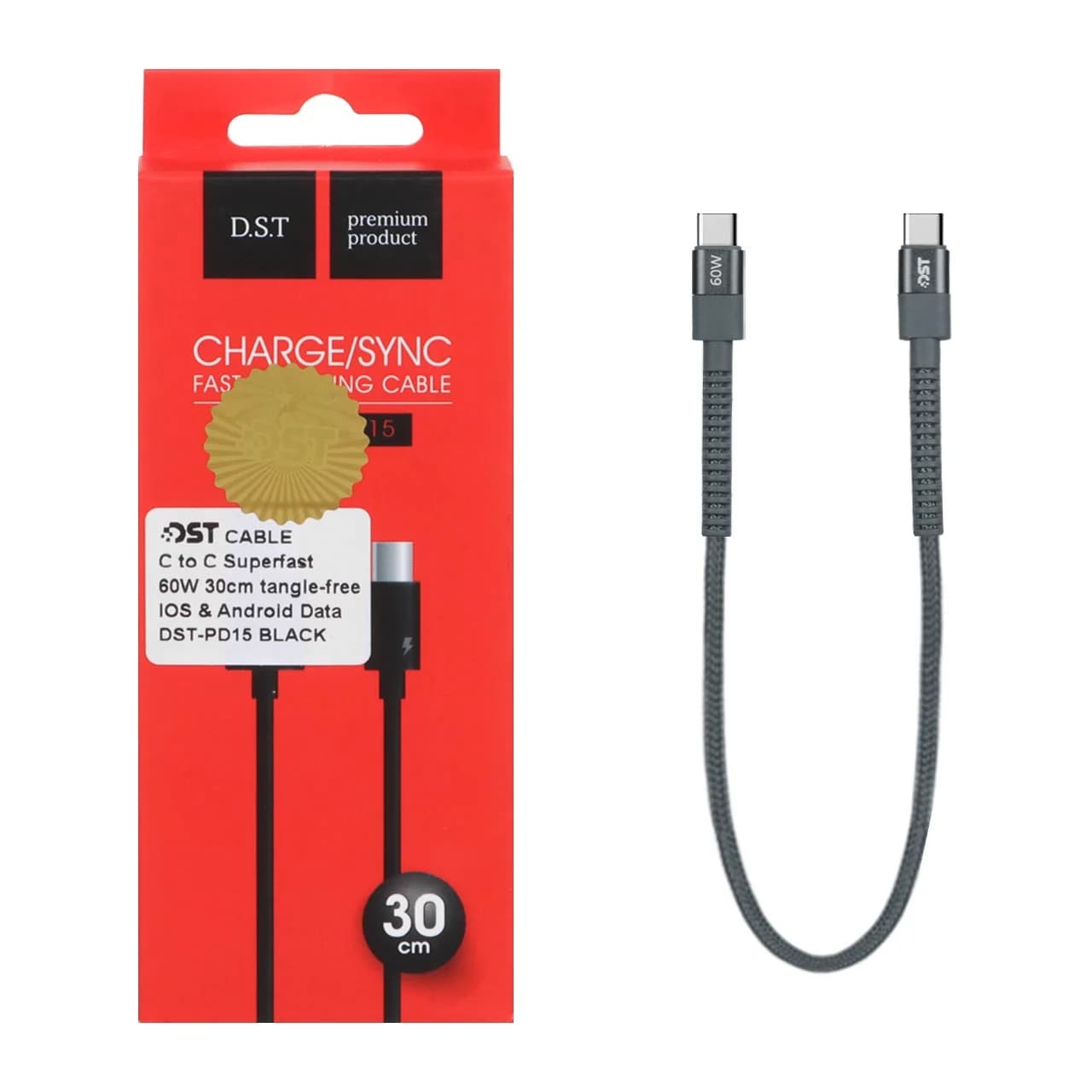 کابل شارژ 30 سانتی پاوربانک Type-C to Type-C مدل X-15 – خاکستری – DST (گارانتی شش ماهه) — تصویر ۳