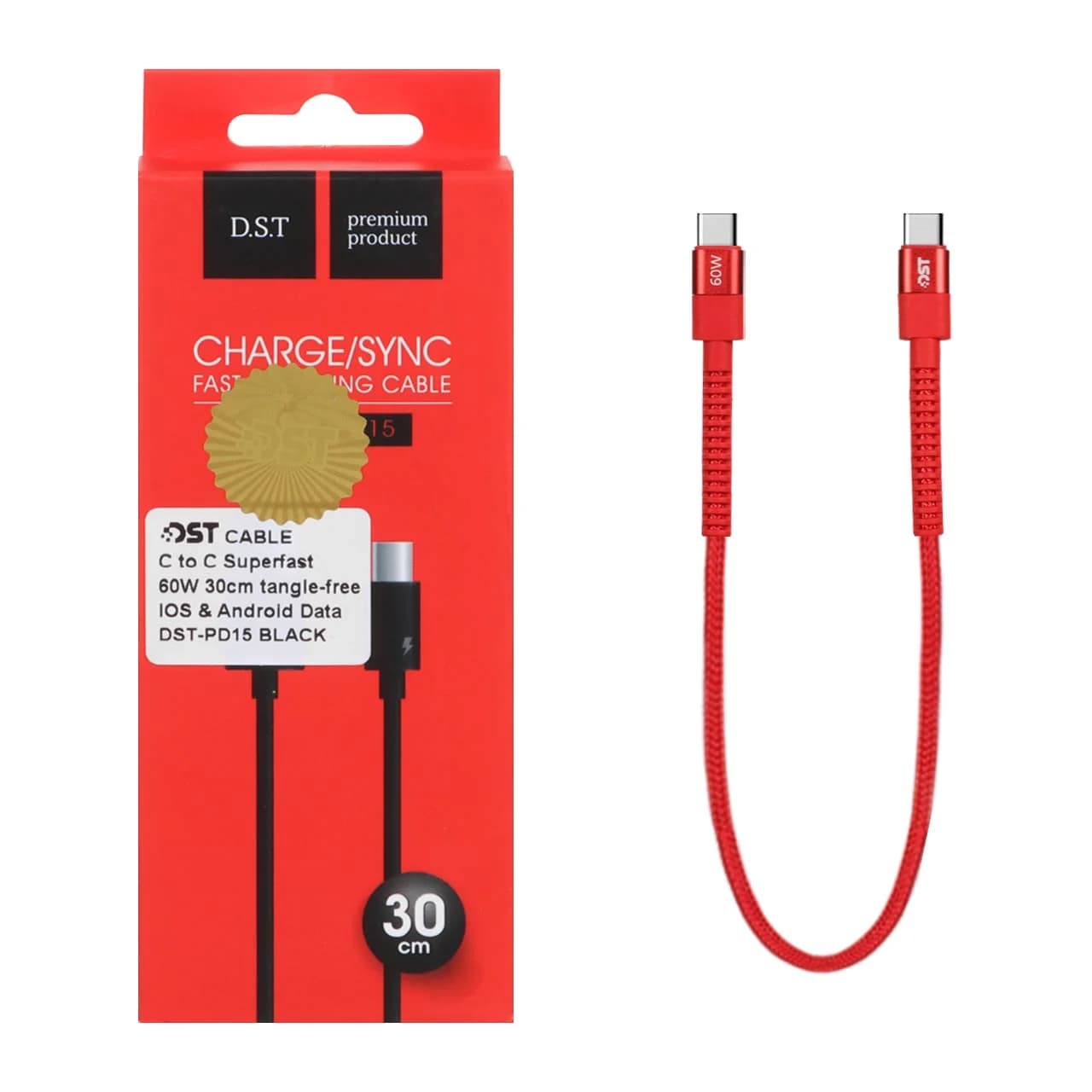 کابل شارژ 30 سانتی پاوربانک Type-C to Type-C مدل X-15 – قرمز – DST (گارانتی شش ماهه) — تصویر ۳