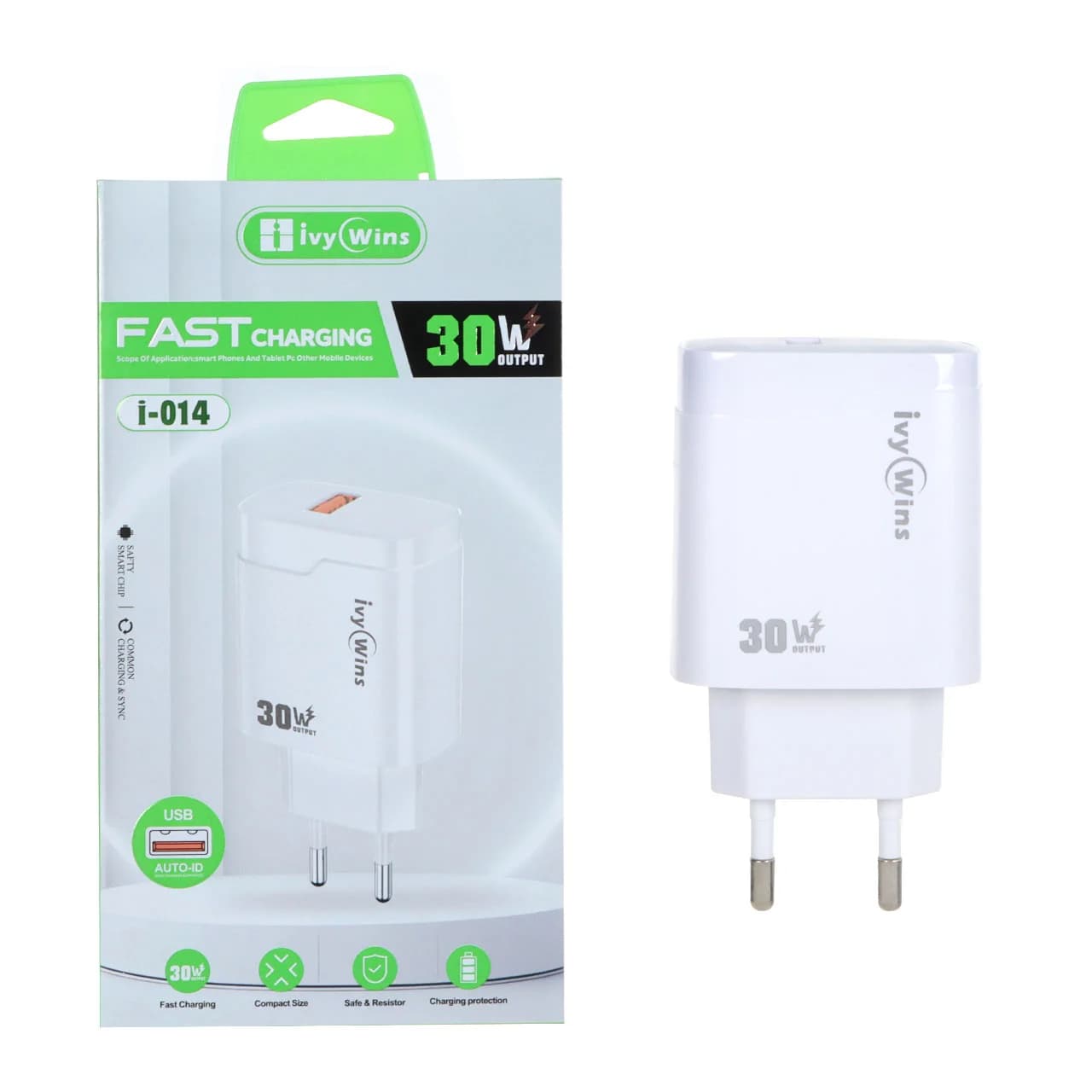شارژر دیواری فست تک پورت ivy Wins مدل i-014 30W – سفید — تصویر ۵