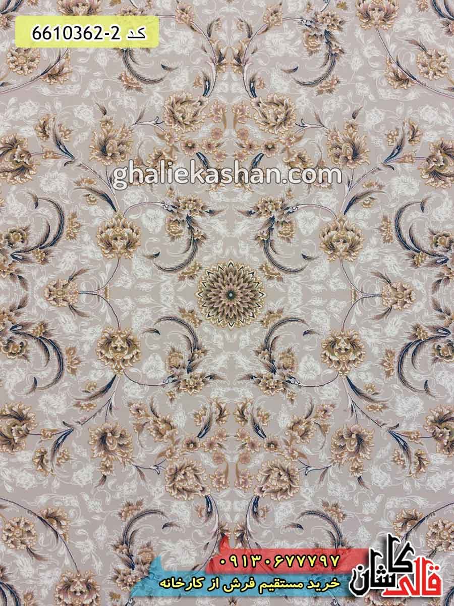 فرش 1200 شانه طرح افشان گندم زمینه نقره ای کاشان – گل برجسته — تصویر ۴