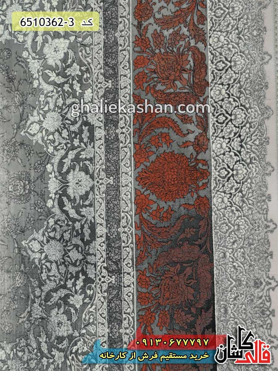 فرش وینتیج 1200 شانه طرح مریم زمینه طوسی کاشان – گل برجسته — تصویر ۵