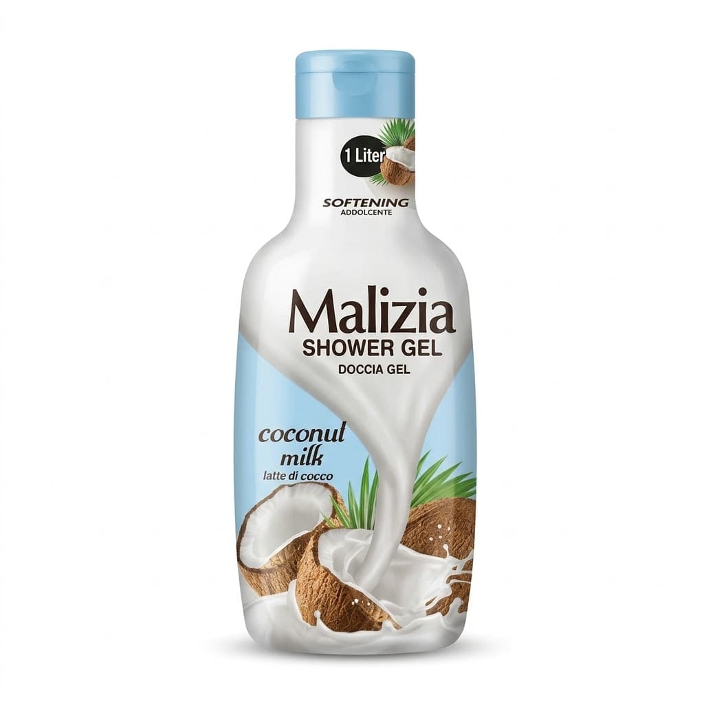 شامپو بدن مالیزیا مدل Coconut Milk شیر نارگیل نرمکننده حجم ۱ لیتری | Malizia
