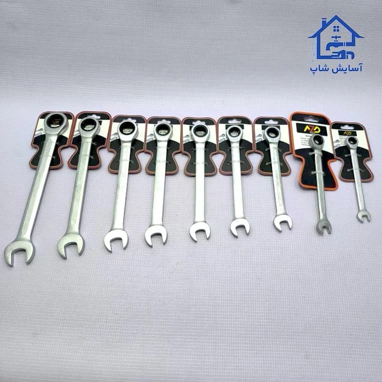 آچار یکسر تخت و یکسر رینگی جغجغه ای( 8-10-12-13-14-15-16-17-19 )AZD (قیمت هر عدد به صورت جدا روی سایز کلیک کنید)