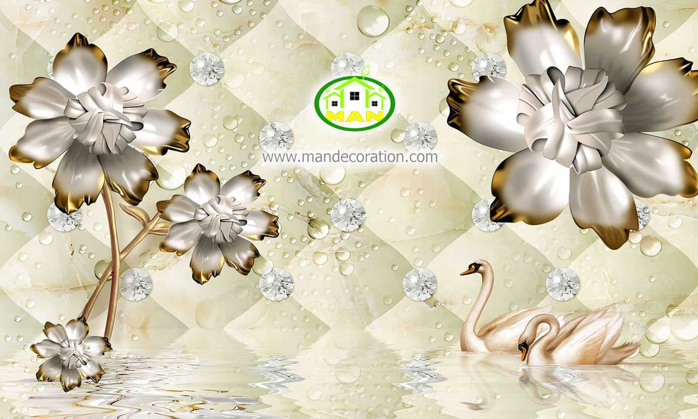 پوستردیواری گل طلایی لمسه سه بعدی کد 5013