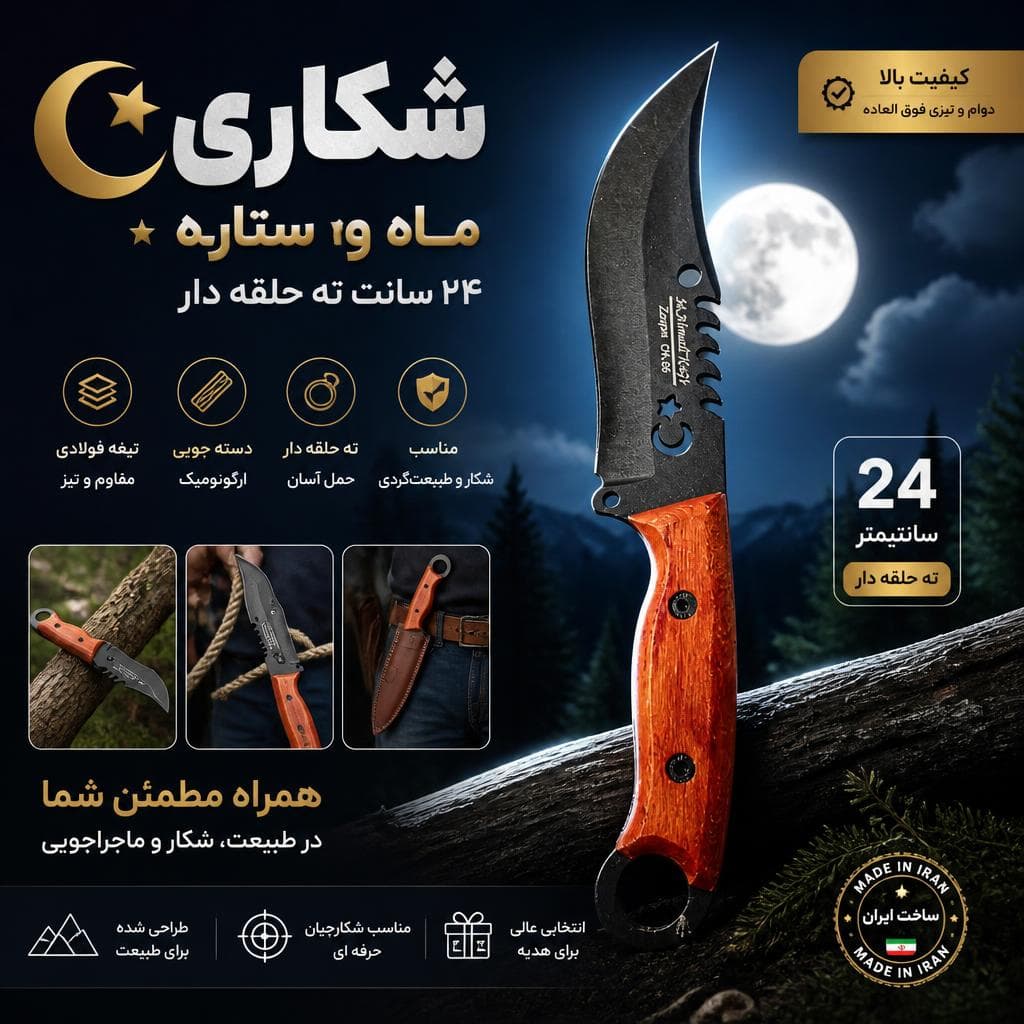 شکاری ماه و ستاره 24 سانت ته حلقه دار