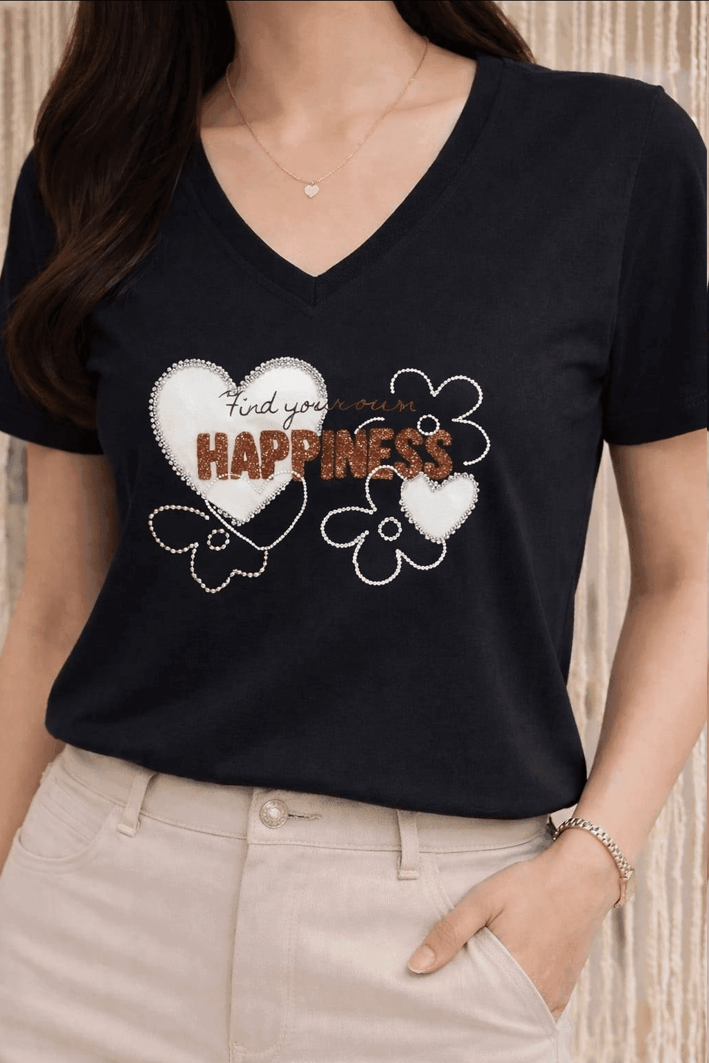 تیشرت HAPPINESS برند لادرا (رنگ S، M، L )