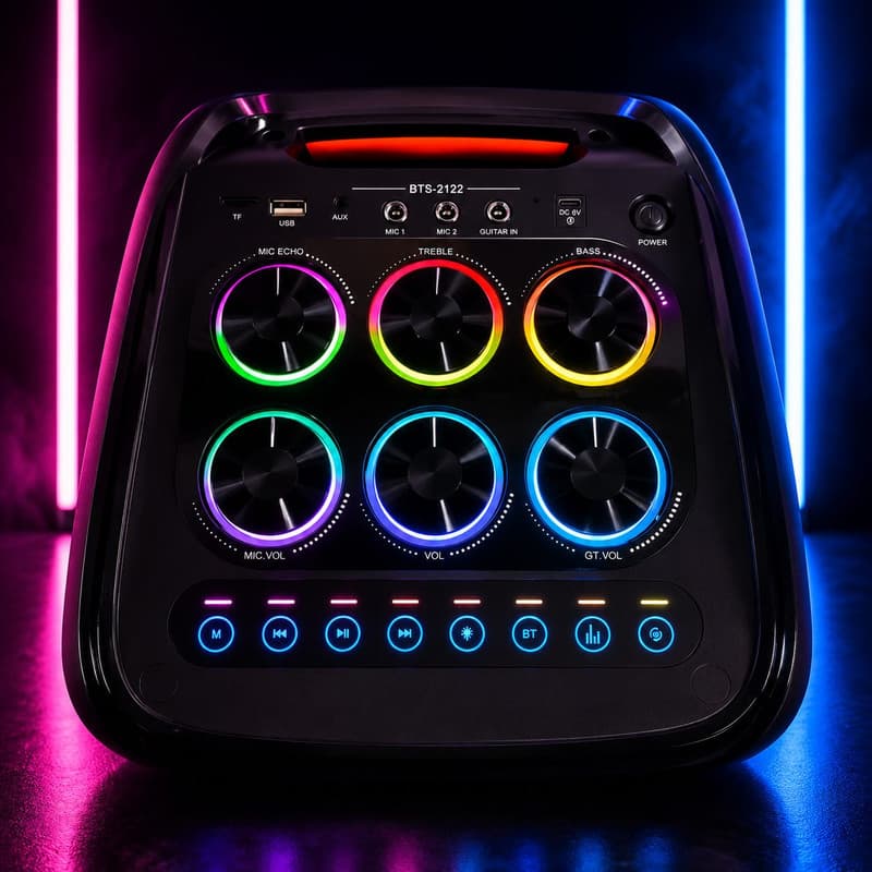 اسپیکر بلوتوثی قابل حمل برودو مدل KARAOKE BOX — تصویر ۸