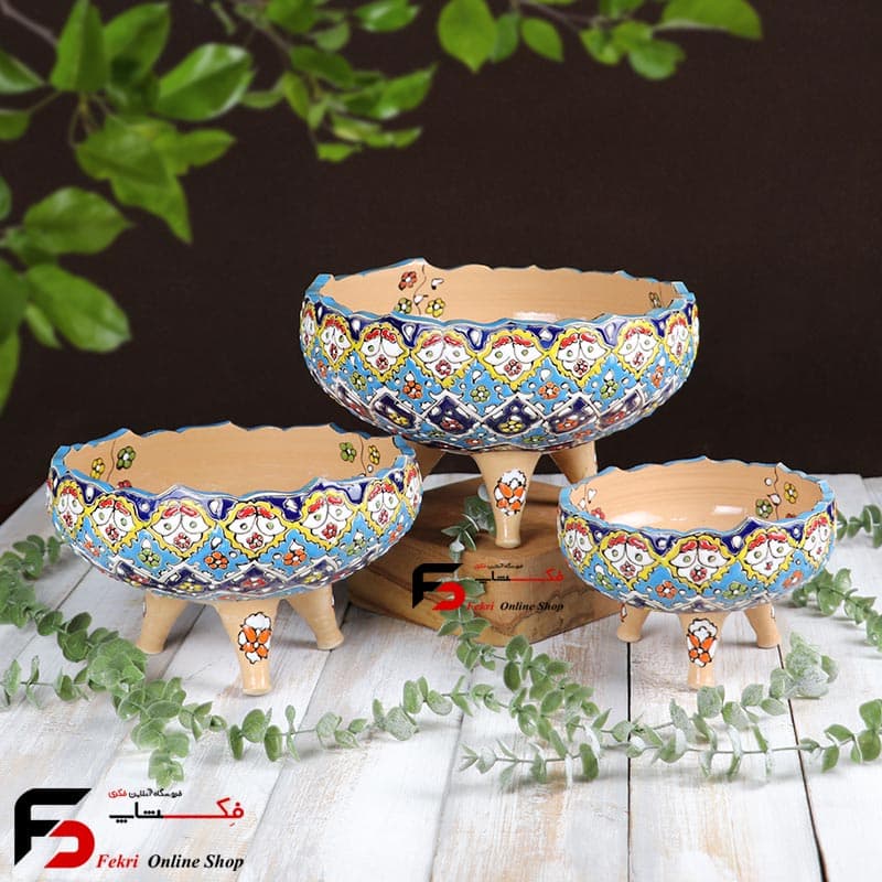 گز خوری سه تایی مینا کاری سفال
