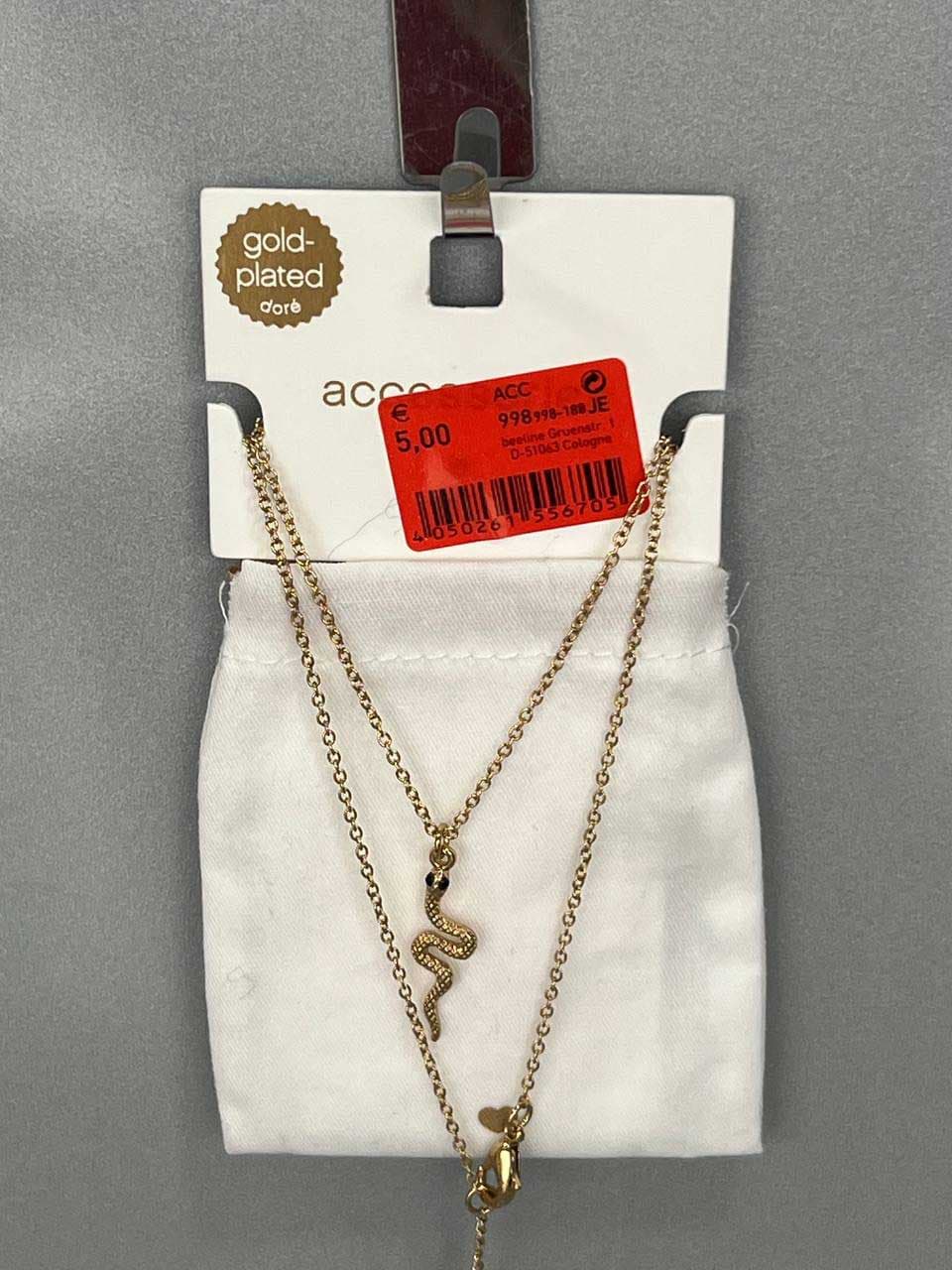 گردنبند روکش طلا با آویز مار – برند Accessorize