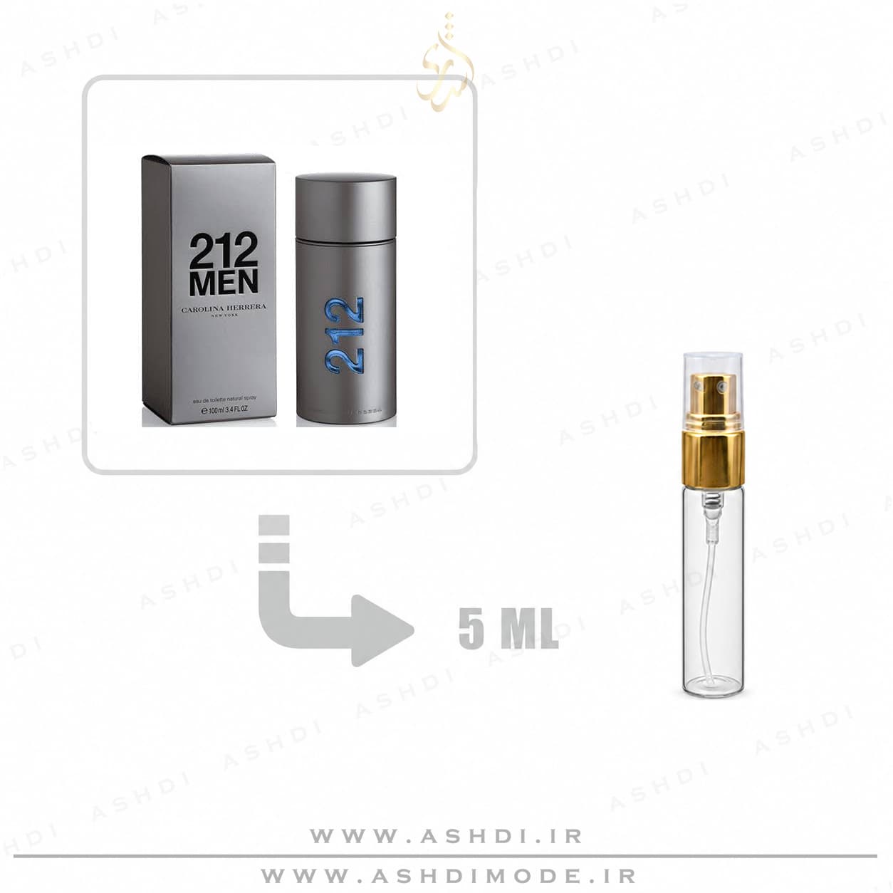 دکانت عطر ادکلن ۲۱۲ مردانه سیلور ۵ میل اصلی English Title: Carolina Herrera 212 Men NYC Eau de Toilette Original Decant 5ml