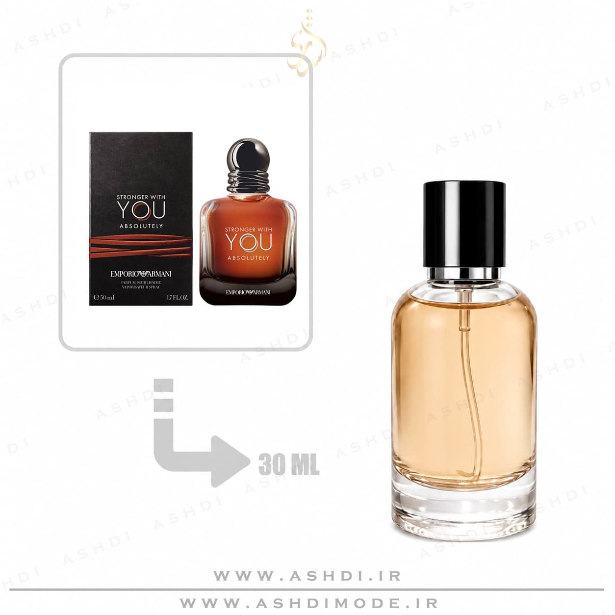عطر ادکلن جورجیو آرمانی استرانگر ویت یو ابسولوتلی ۳۰ میل اشدی ASHDI Extra Parfum | Giorgio Armani Stronger With You Absolutely Inspired 30ml