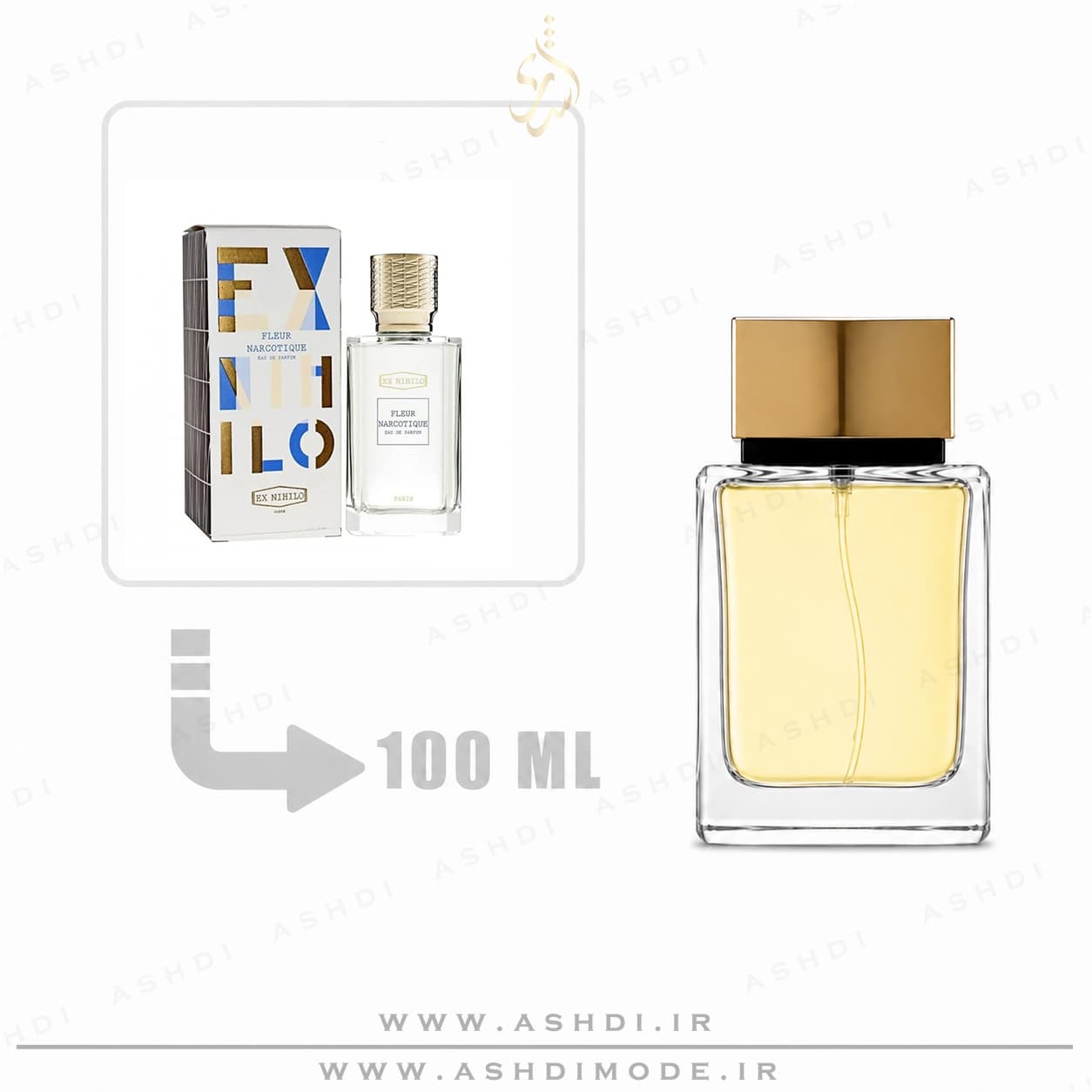 عطر ادکلن ایکس نیهیلو فلور نارکوتیک ۱۰۰ میل اشدی ASHDI Extra Parfum | Ex Nihilo Fleur Narcotique Inspired 100ml