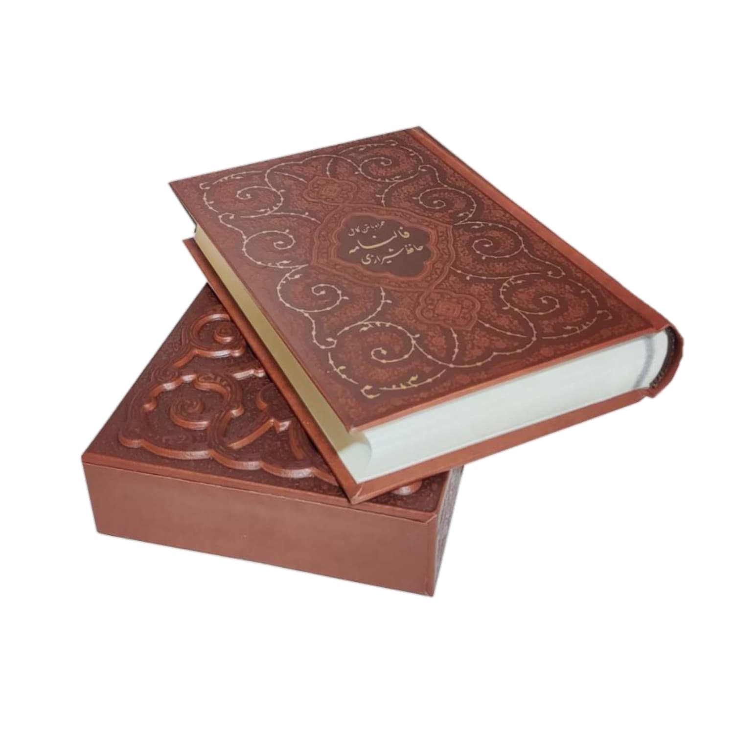 کتاب نفیس دیوان حافظ رقعی گلاسه ترمو قابدار کشویی برجسته لیزری کد 125405 — تصویر ۲