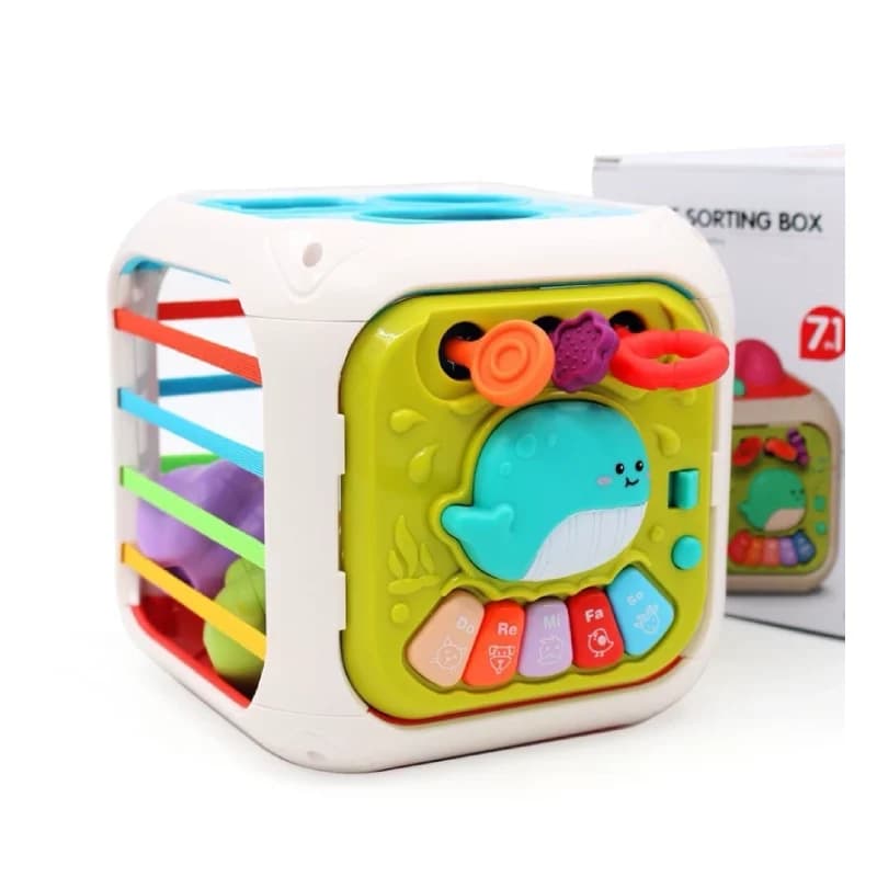 اسباب بازی مکعب 7 کاره موزیکال مدل shape sorting box برند Bibi inne کد 688-87 — تصویر ۲