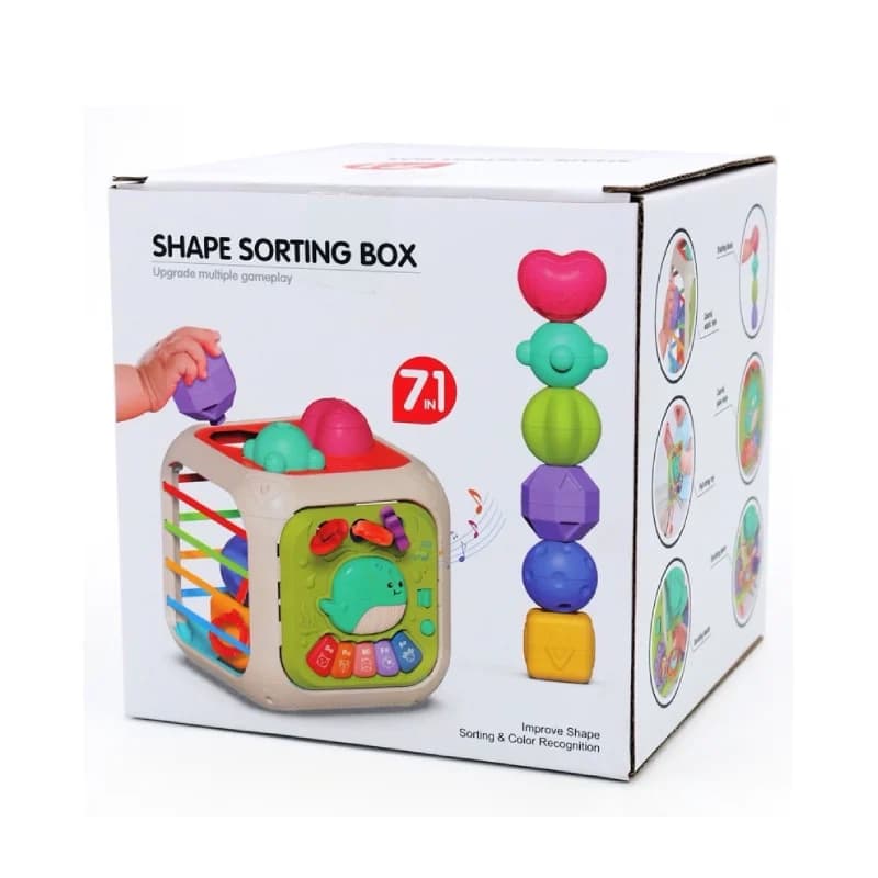 اسباب بازی مکعب 7 کاره موزیکال مدل shape sorting box برند Bibi inne کد 688-87 — تصویر ۴