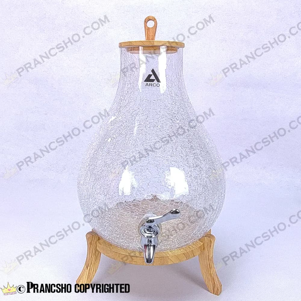 کلمن شیشه ای طرح ایکیا (طرح گلابی) پایه چوبی