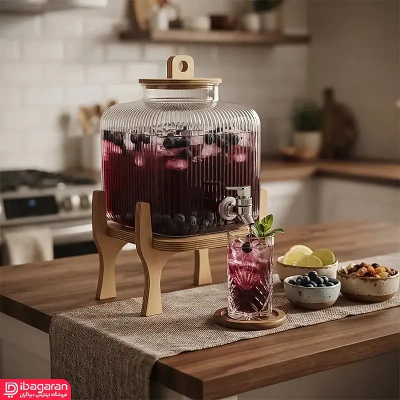 کلمن بلور تک مخزن با پایه چوبی مدل اوشن 43137