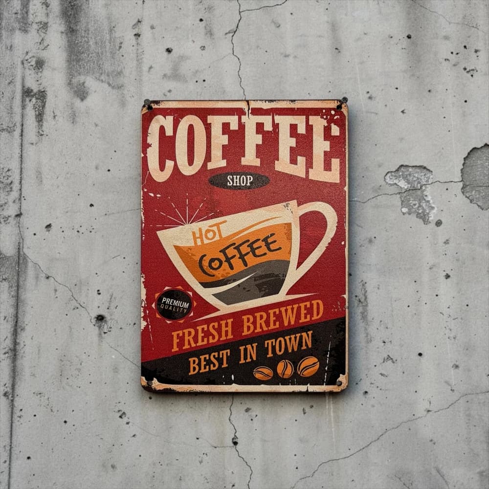 تابلو چوبی طرح coffeeshop ابعاد 15×20