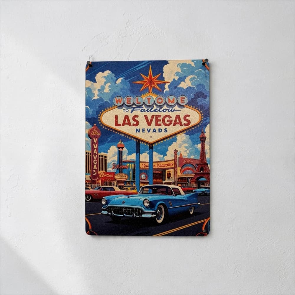 تابلو چوبی طرح las vegas ابعاد 15×20