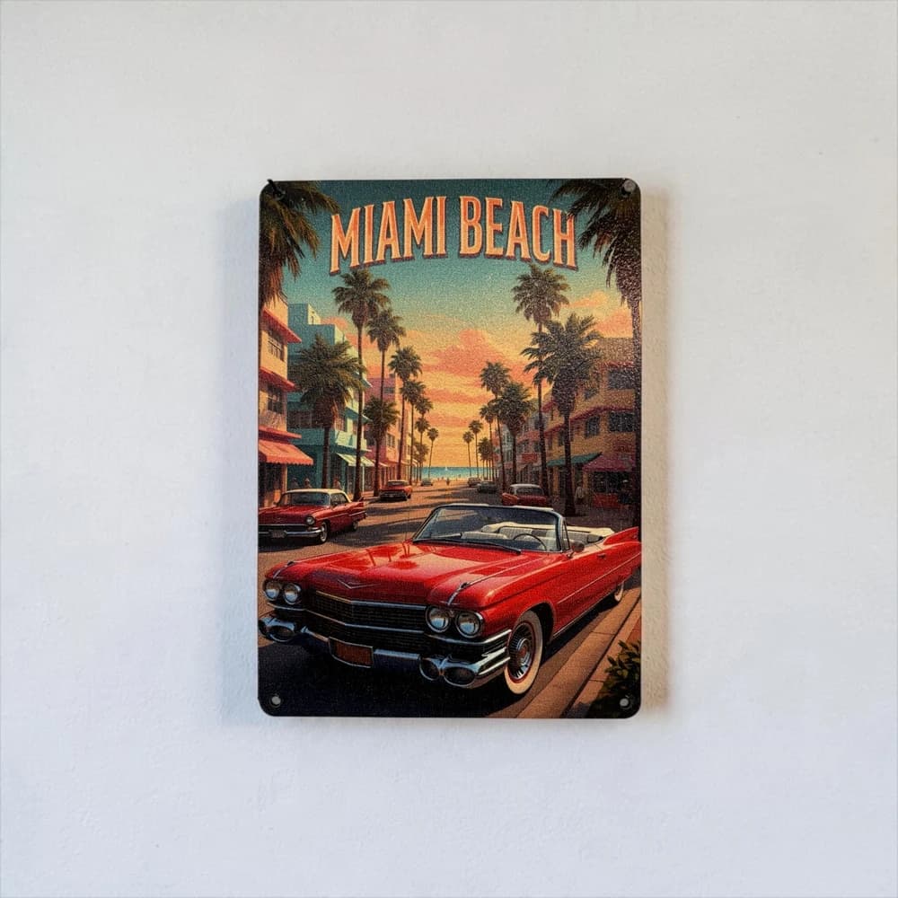 تابلو چوبی طرح miami beach ابعاد 15×20