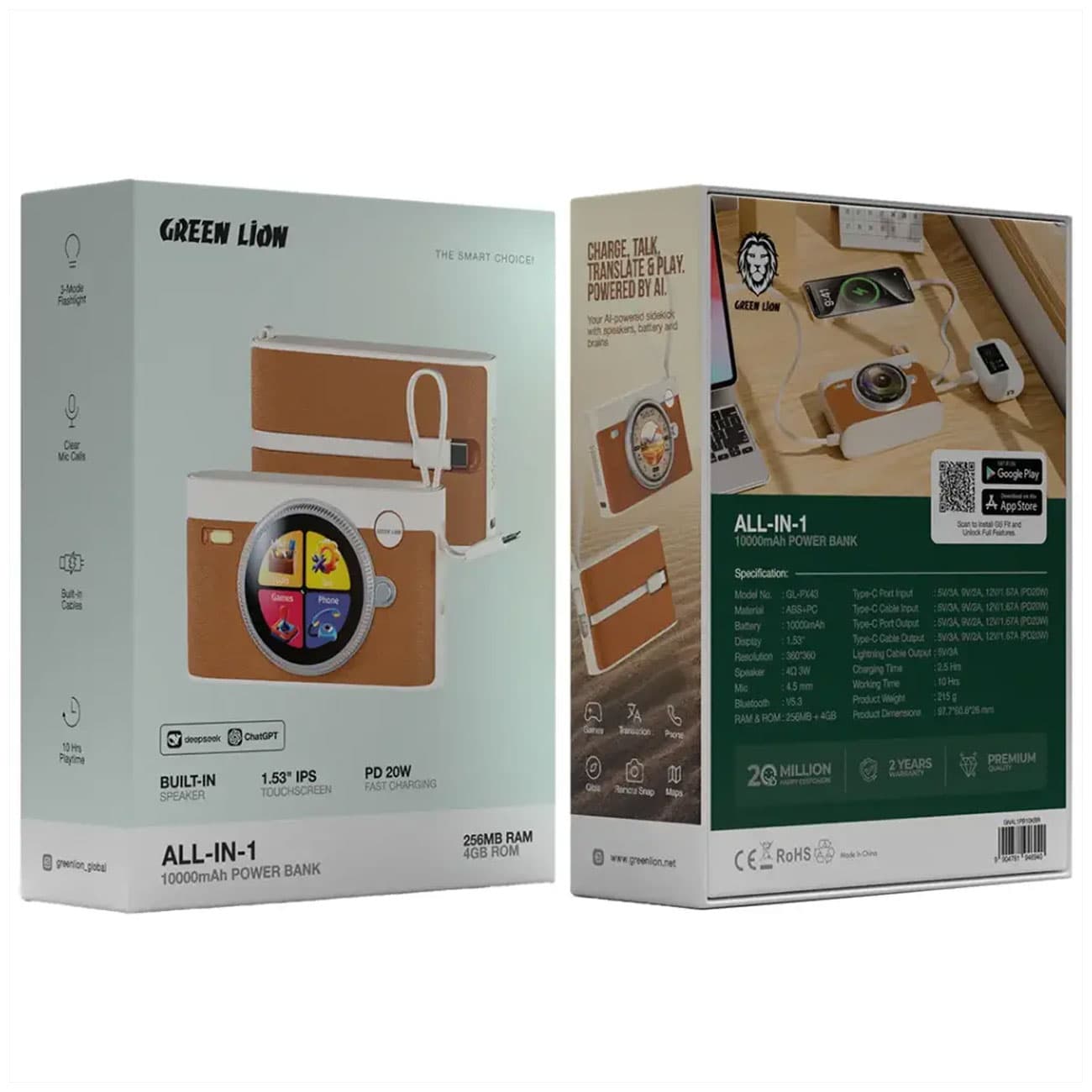 پاوربانک چند کاره هوشمند گرین لاین Green Lion مدل GNAL1PB10KWH ظرفیت 10000 — تصویر ۱۰