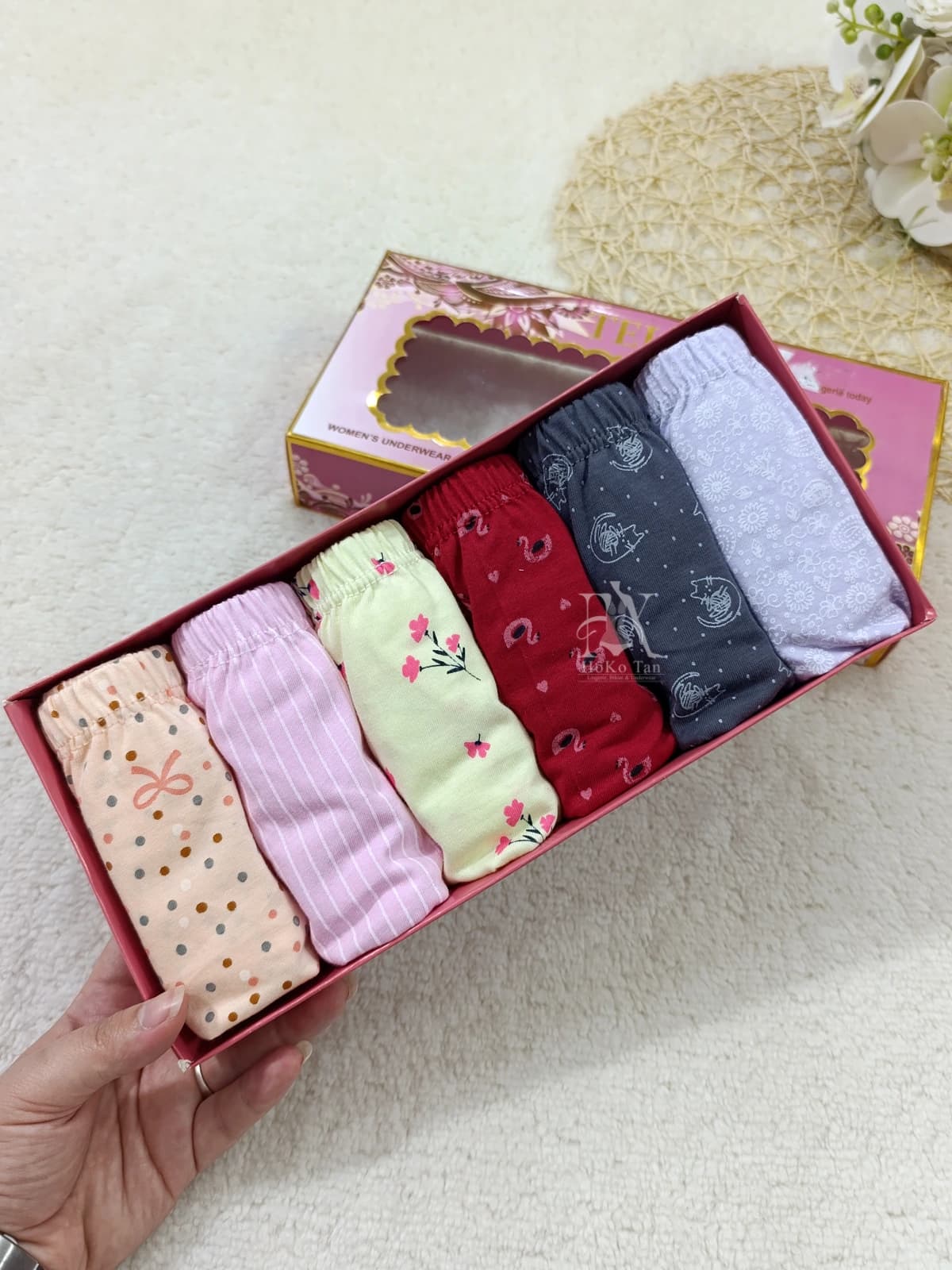 پک شورت زنانه لیفه ای 6 عددی نخ پنبه XXL کد 121