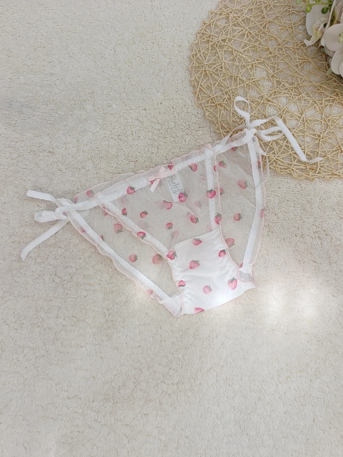 شورت گره ای نخی فانتزی توت فرنگی شیشه ای کد 110 — تصویر ۶