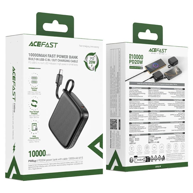 پاوربانک 10000 ایس فست ACEFAST M15 توان 20 وات همراه با کابل متصل — تصویر ۲