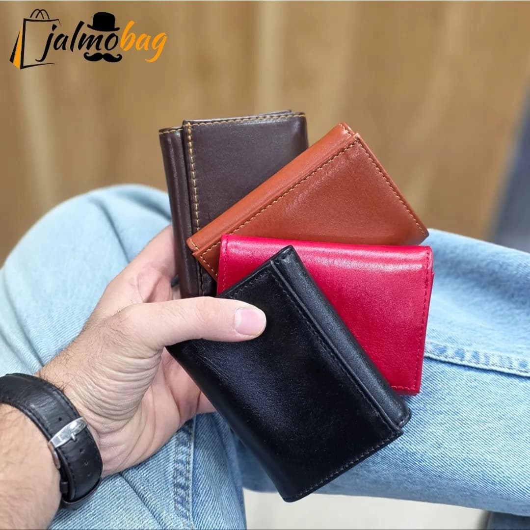 کیف پول جیبی چرم طبیعی گاوی مردانه و زنانه ابعاد 7 در 10 سانتی متر — تصویر ۲