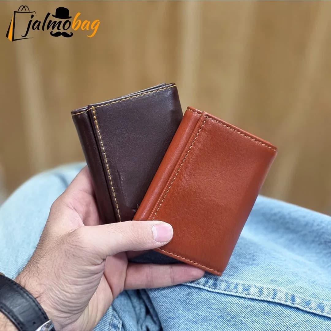 کیف پول جیبی چرم طبیعی گاوی مردانه و زنانه ابعاد 7 در 10 سانتی متر — تصویر ۳