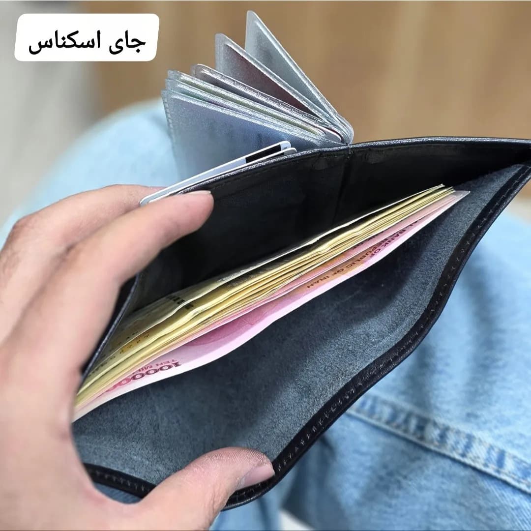 کیف پول جیبی چرم طبیعی گاوی مردانه و زنانه ابعاد 7 در 10 سانتی متر — تصویر ۷