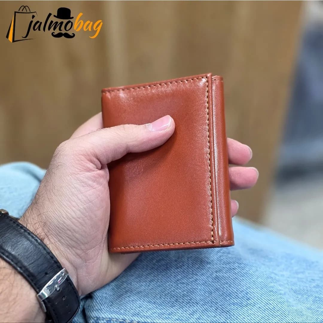 کیف پول جیبی چرم طبیعی گاوی مردانه و زنانه ابعاد 7 در 10 سانتی متر — تصویر ۴