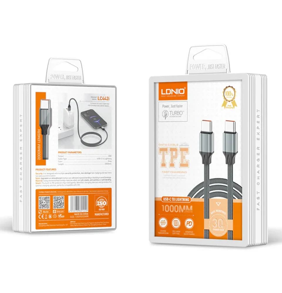 کابل شارژ LDNIO LS441c مدل Type-C به Type-C طول 1 متر 65 وات — تصویر ۲