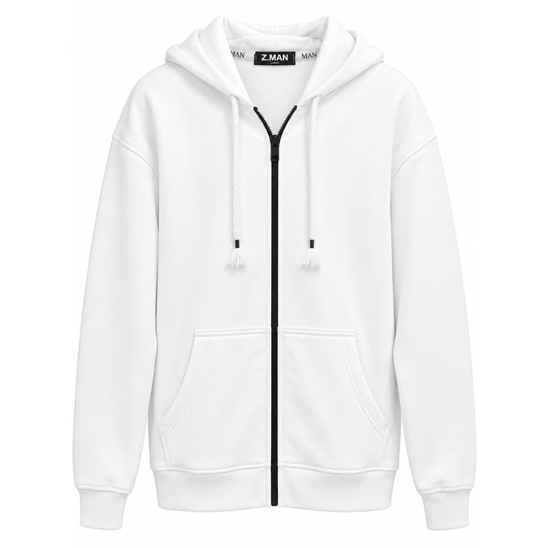 سویشرت اسپرت بیسیک مدل ZRA-5F0659 سفید — تصویر ۵