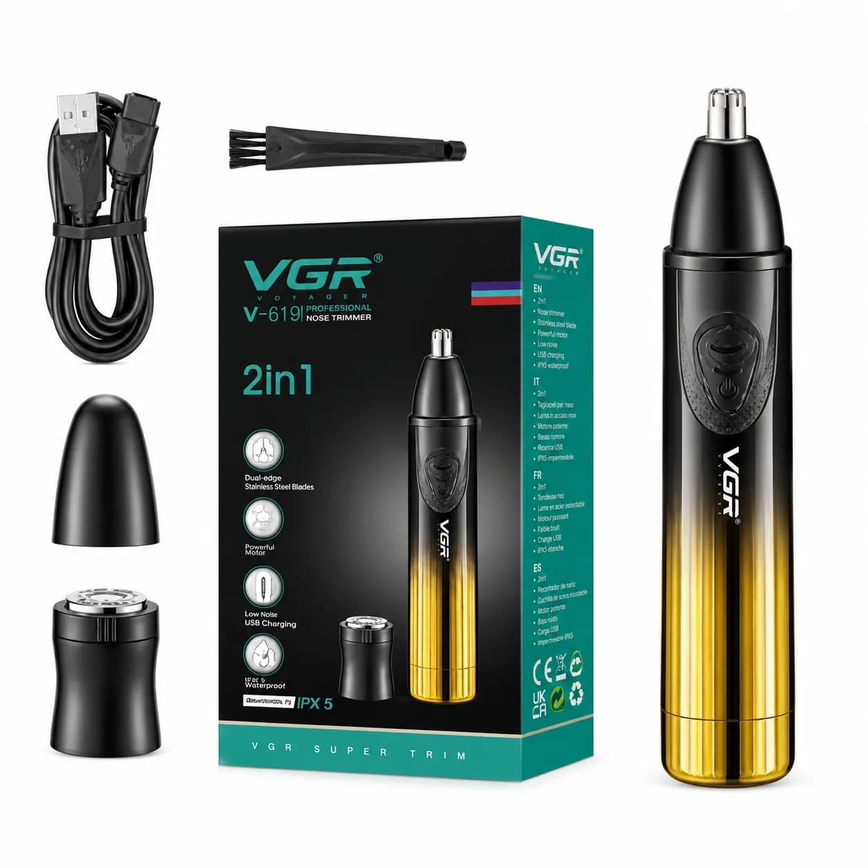 موزن گوش و بینی وی جی آر VGR V-619 مشکی طلایی