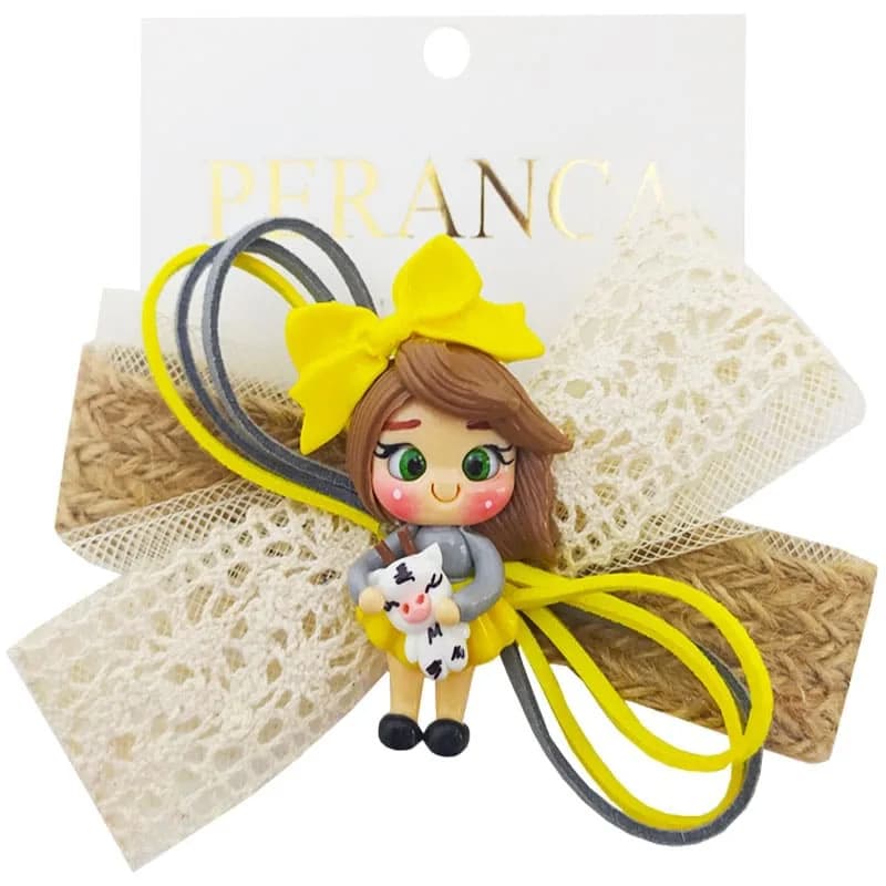 گیره سر بچگانه کنفی عروسک دار Perance hairbows