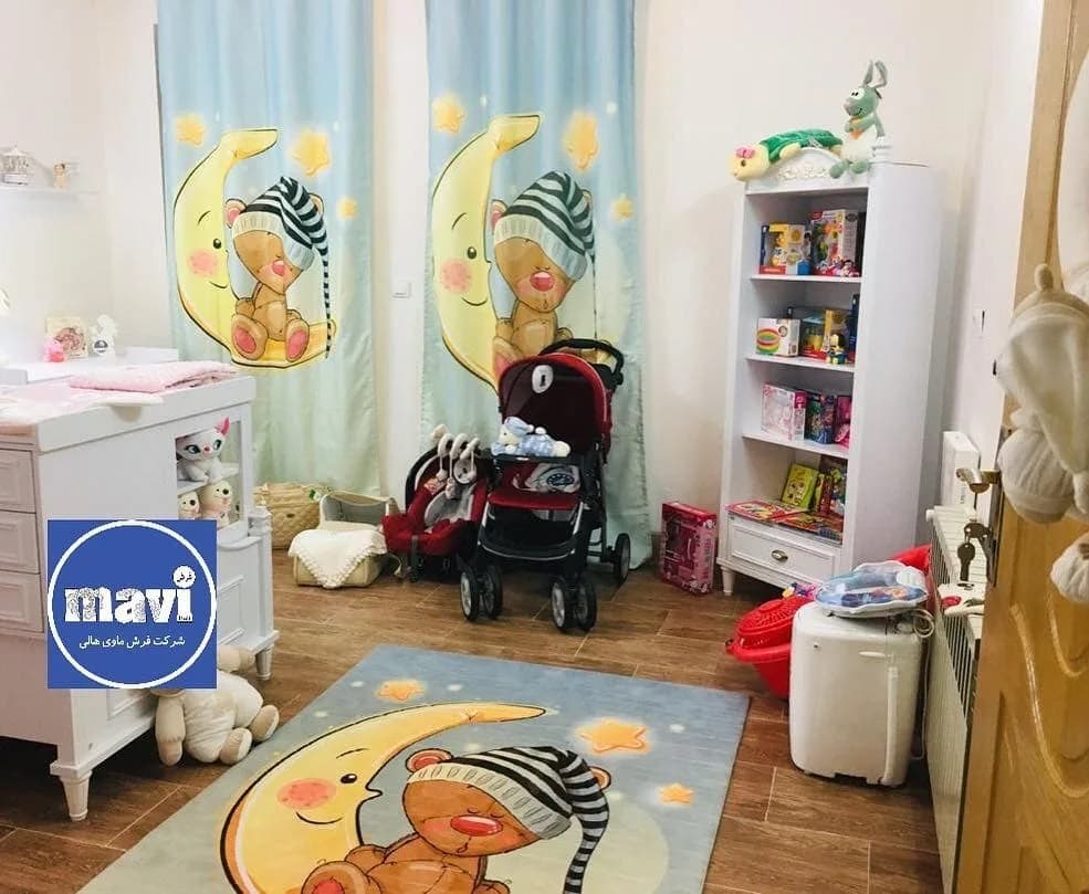 فرش اتاق کودک پسرانه خرس ماه ماوی كارپت Mavi Carpet — تصویر ۳
