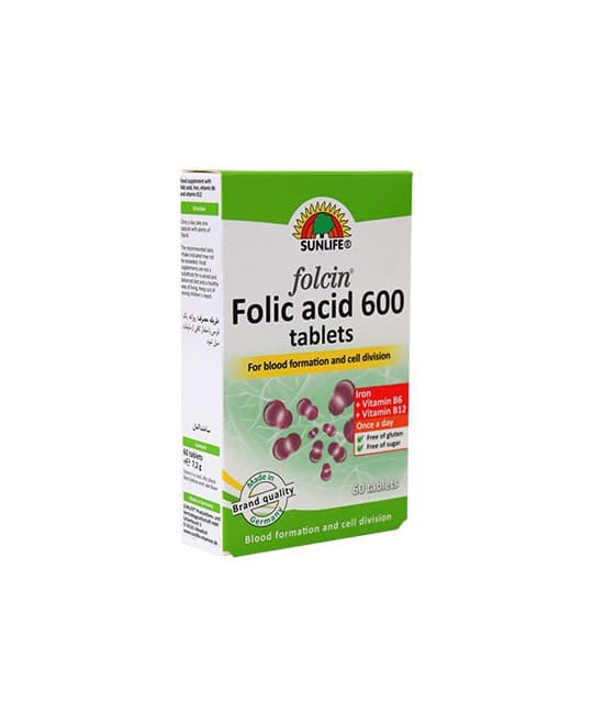 قرص فولاسین فولیک اسید 600 سان لایف 60 عددی — تصویر ۳